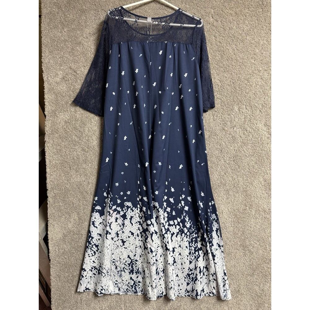 Whimsigoth Maxi Dress Size XL Ombre Lace Flowy Artsy Gradient Dreamy Festival